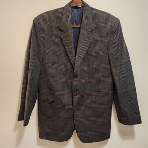 Claiborne Gray and Red Plaid Blazer